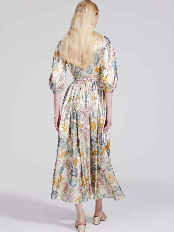 Hayley Menzies Shimmering Bonita Silk Volume Shirt Dress - Gold | Garmentory Hayley Menzies Shimmering Bonita Silk Volume Shirt Dress - Gold | Garmentory