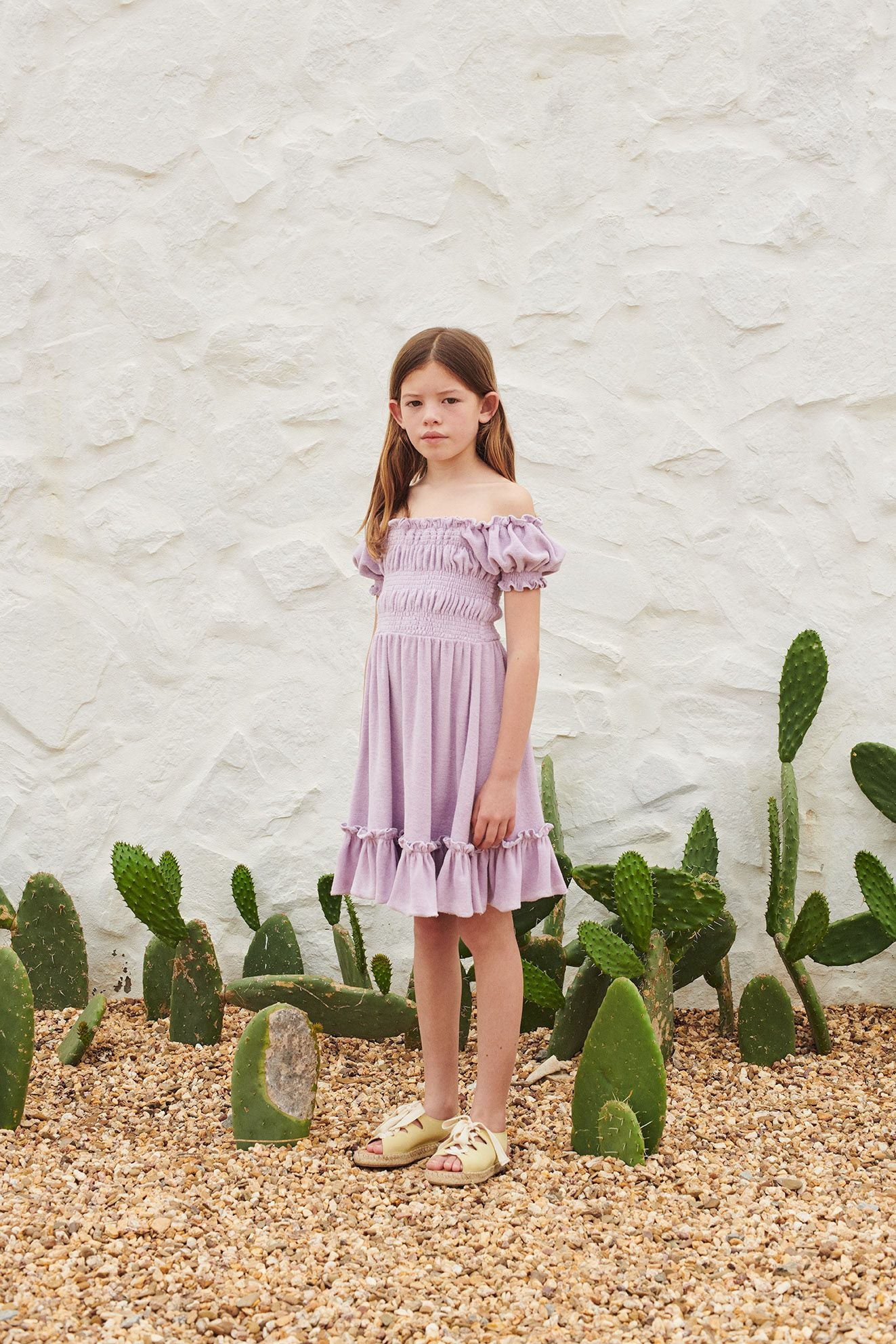 ワンピース Liilu Terry Smocked Dress - Lavender 6Y Kids Liilu Terry Smocked Dress - Lavender | Garmentory