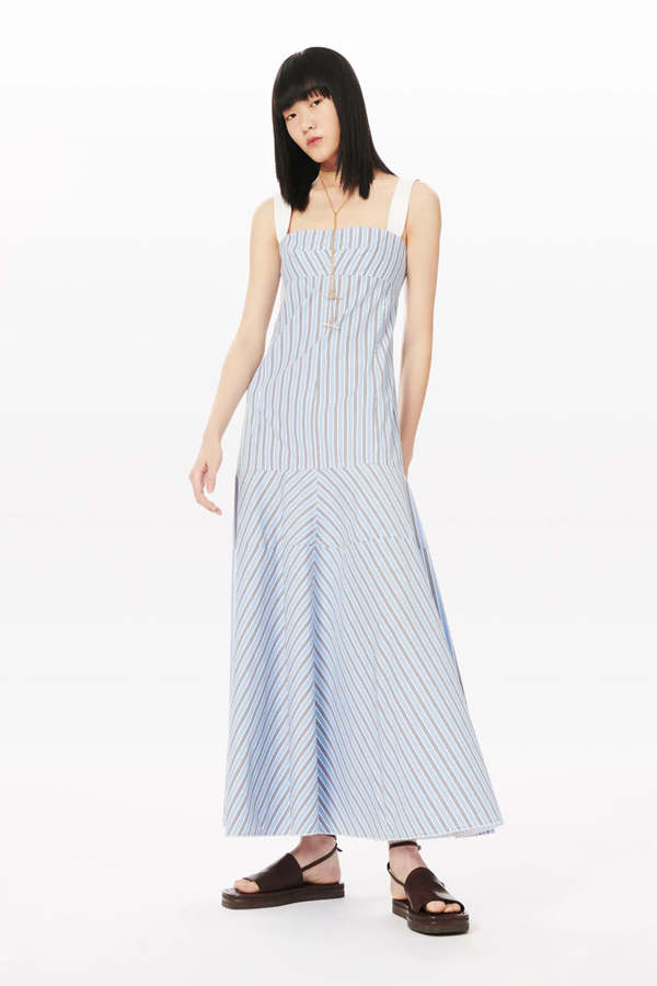 Victoria Beckham Panelled Maxi Dress - Oxford Blue | Garmentory