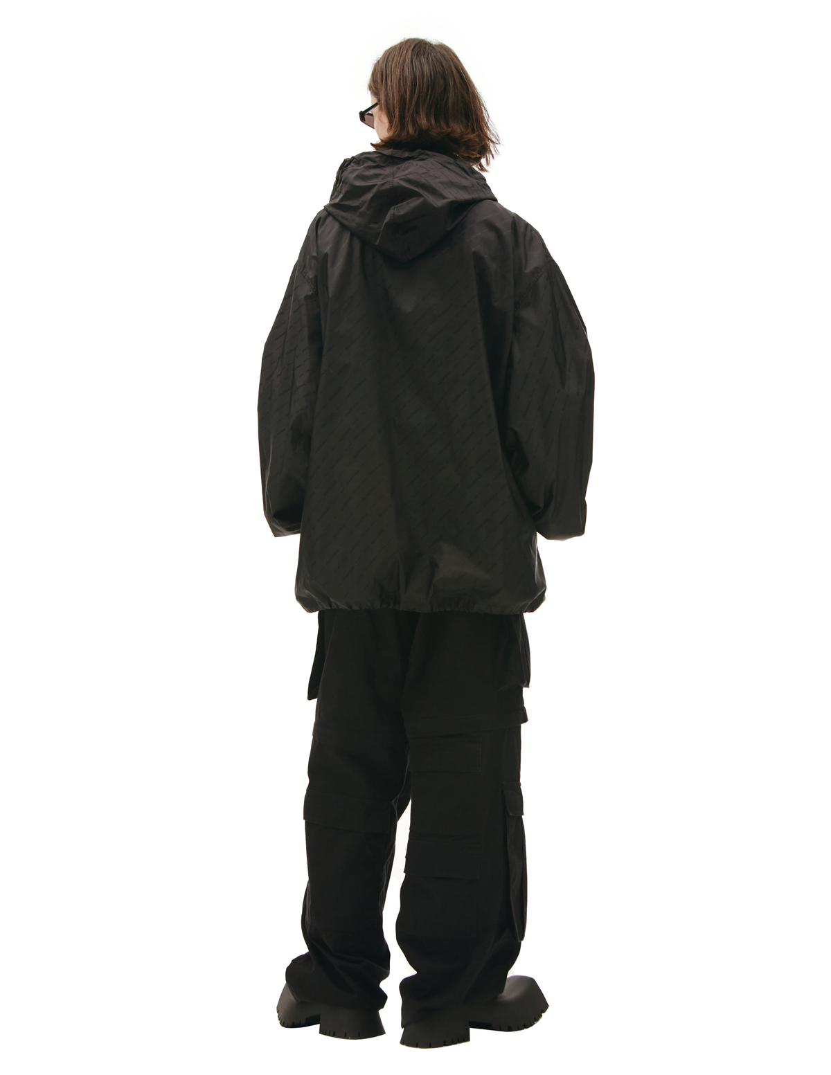 【BALENCIAGA】Logo Long Rain Coat/追跡+関税+全国送料込み Balenciaga-All-Over-Logo-Rain-