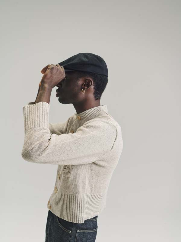 Taiga Takahashi Ivory Silk Double Breasted Cardigan - gray