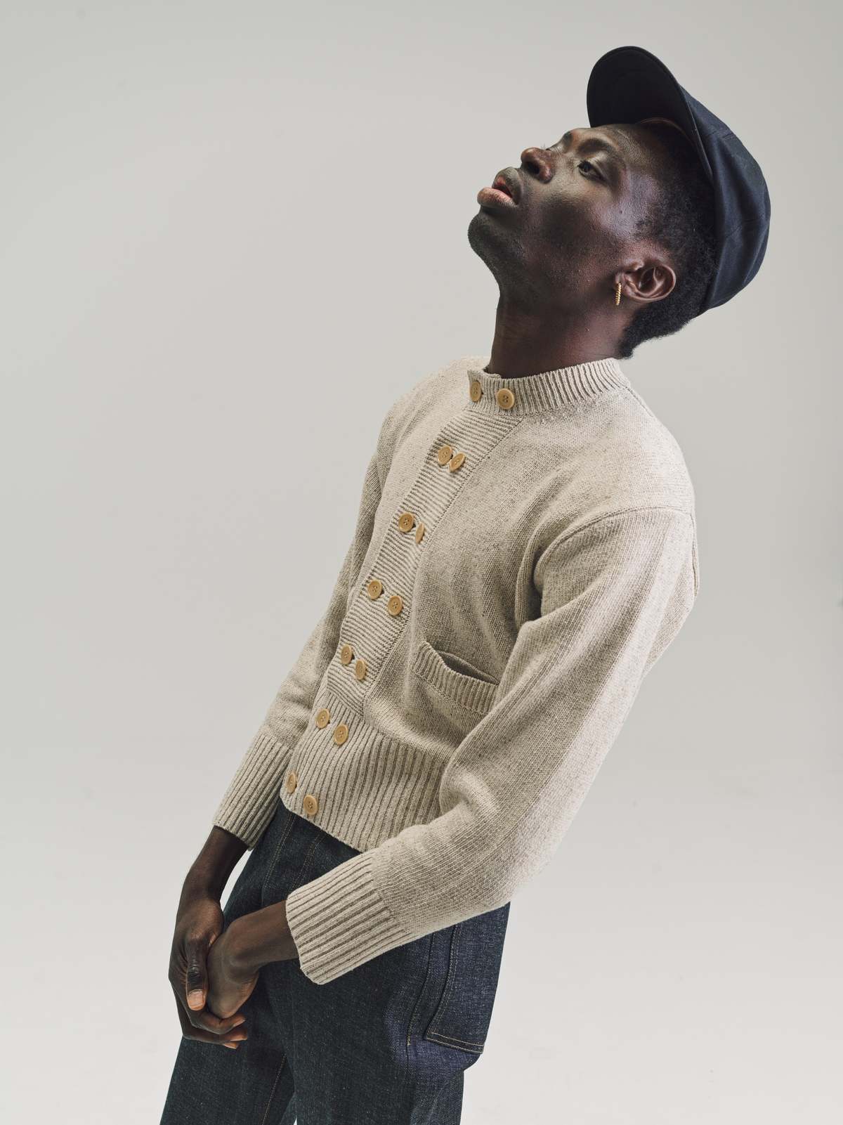 Taiga Takahashi Ivory Silk Double Breasted Cardigan - gray