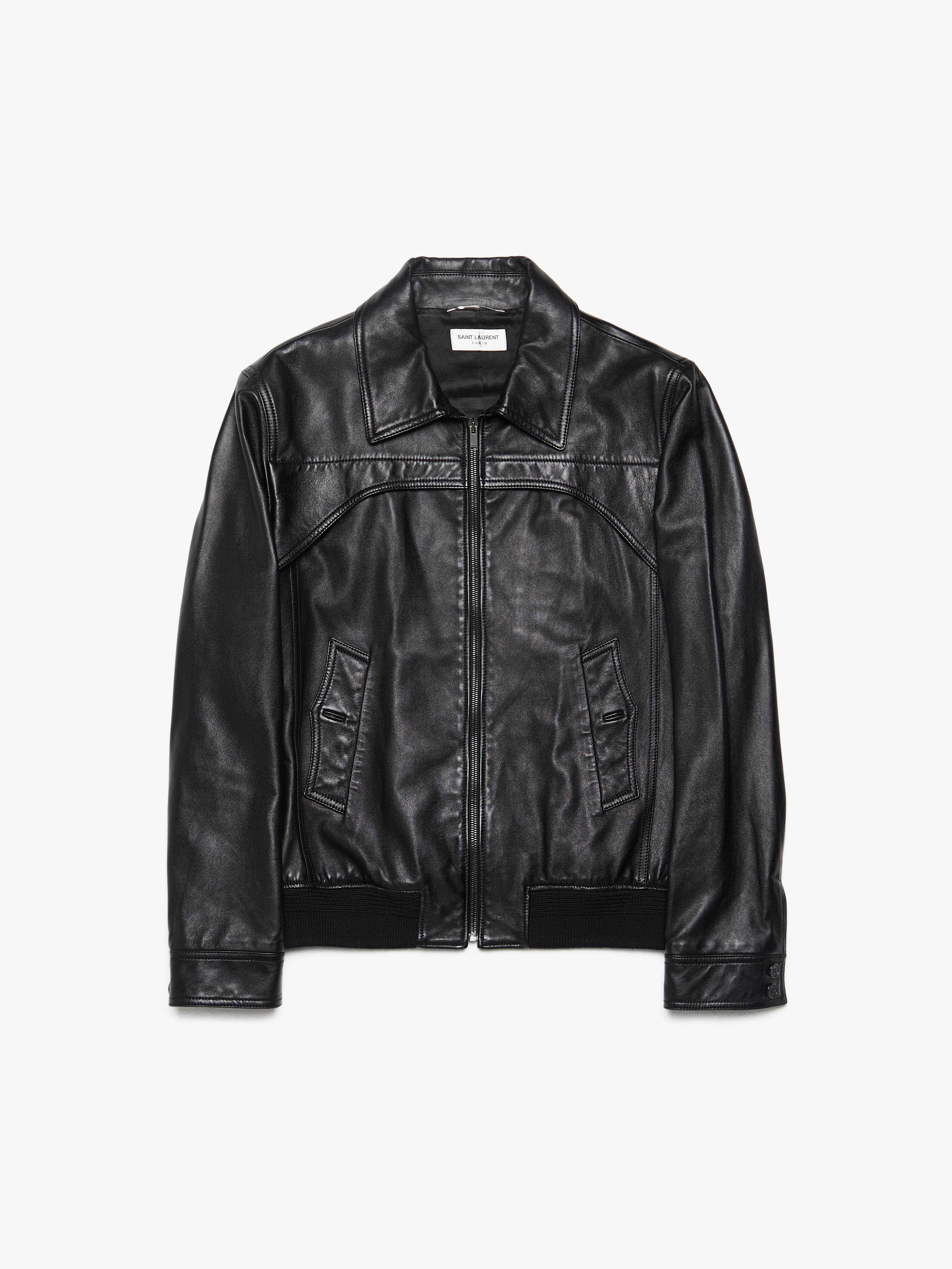 Saint Laurent Paris Black Leather Bomber Jacket Garmentory