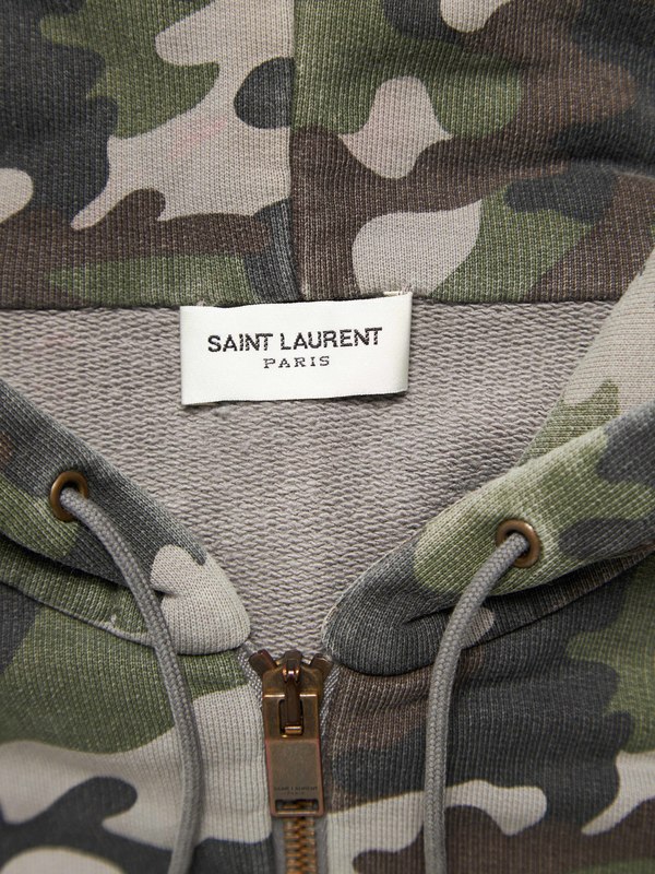 Saint Laurent Paris Male Printed Washed Cotton Hoodie sweater camo on  Garmentory