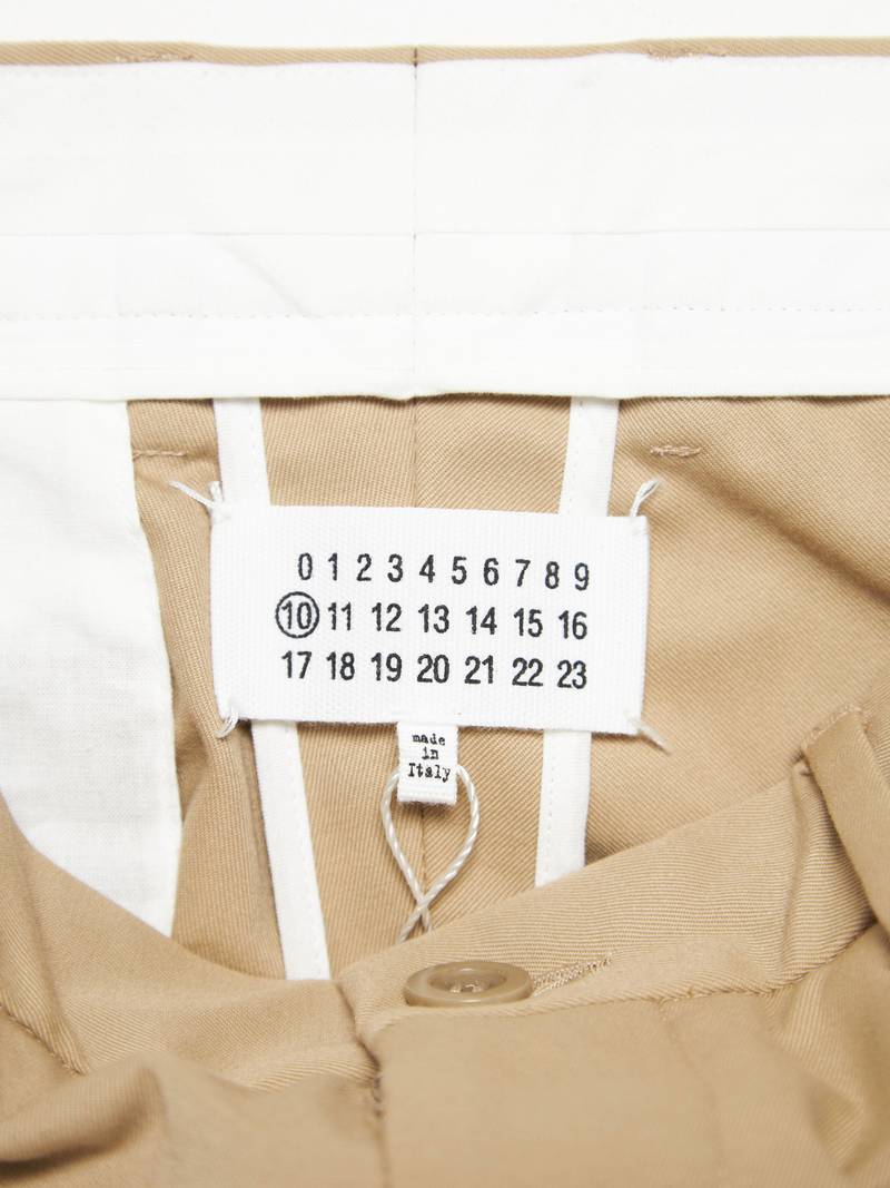 Maison Margiela Button Detailed Pants - Beige/Blue Striped