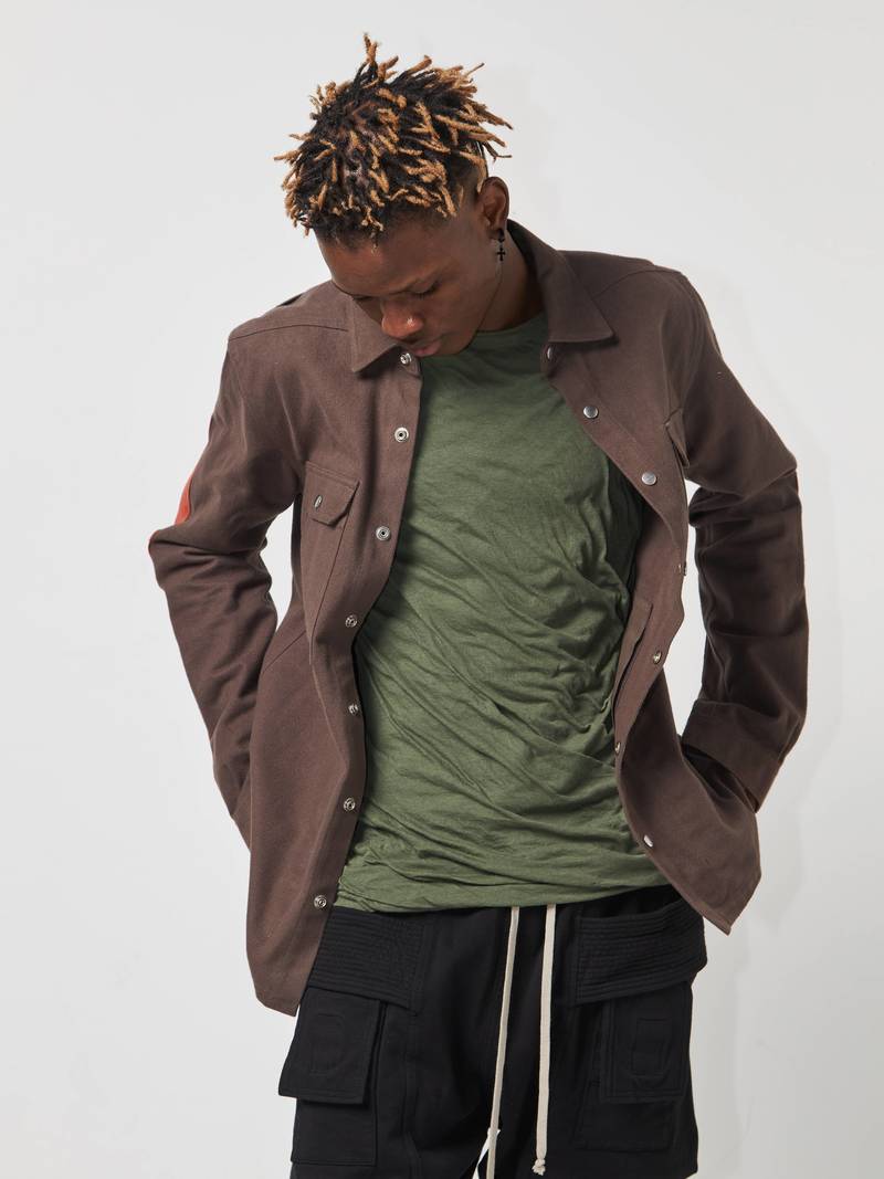 Rick Owens M FW21 Gethsemane Double Cotton Longsleeve - Khaki