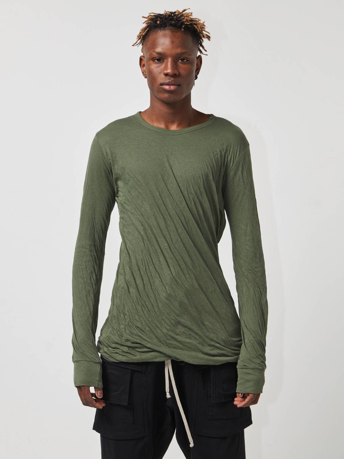 Rick Owens M FW21 Gethsemane Double Cotton Longsleeve - Khaki 