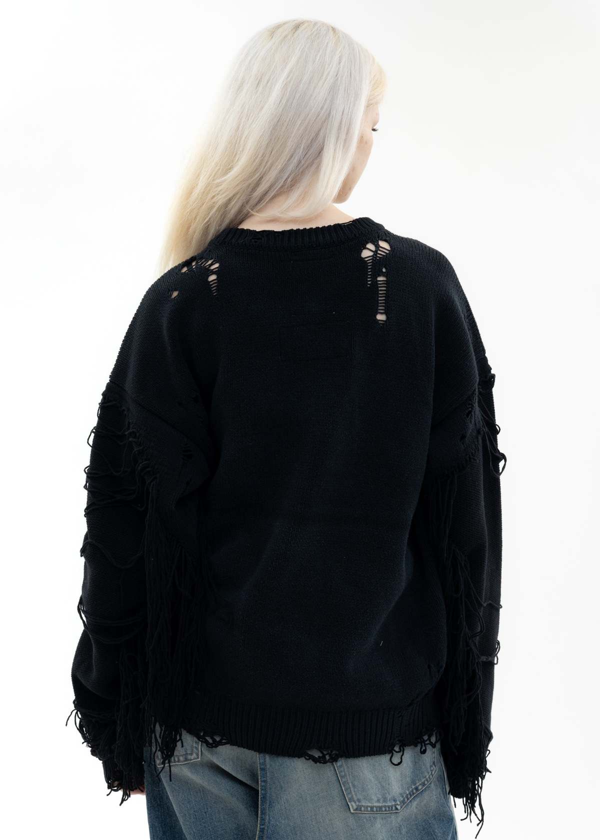 Mihara Yasuhiro Distressed Knit Pullover - Black | Garmentory