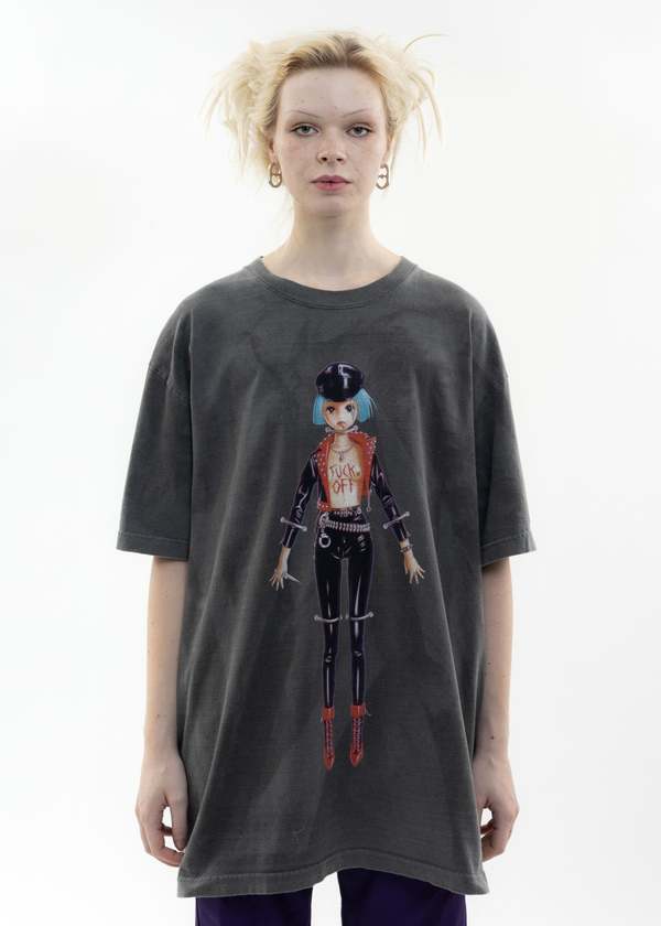 Kidill Fuck Off Artwork By Trevor Brown Hand Dyed T-shirt - Black