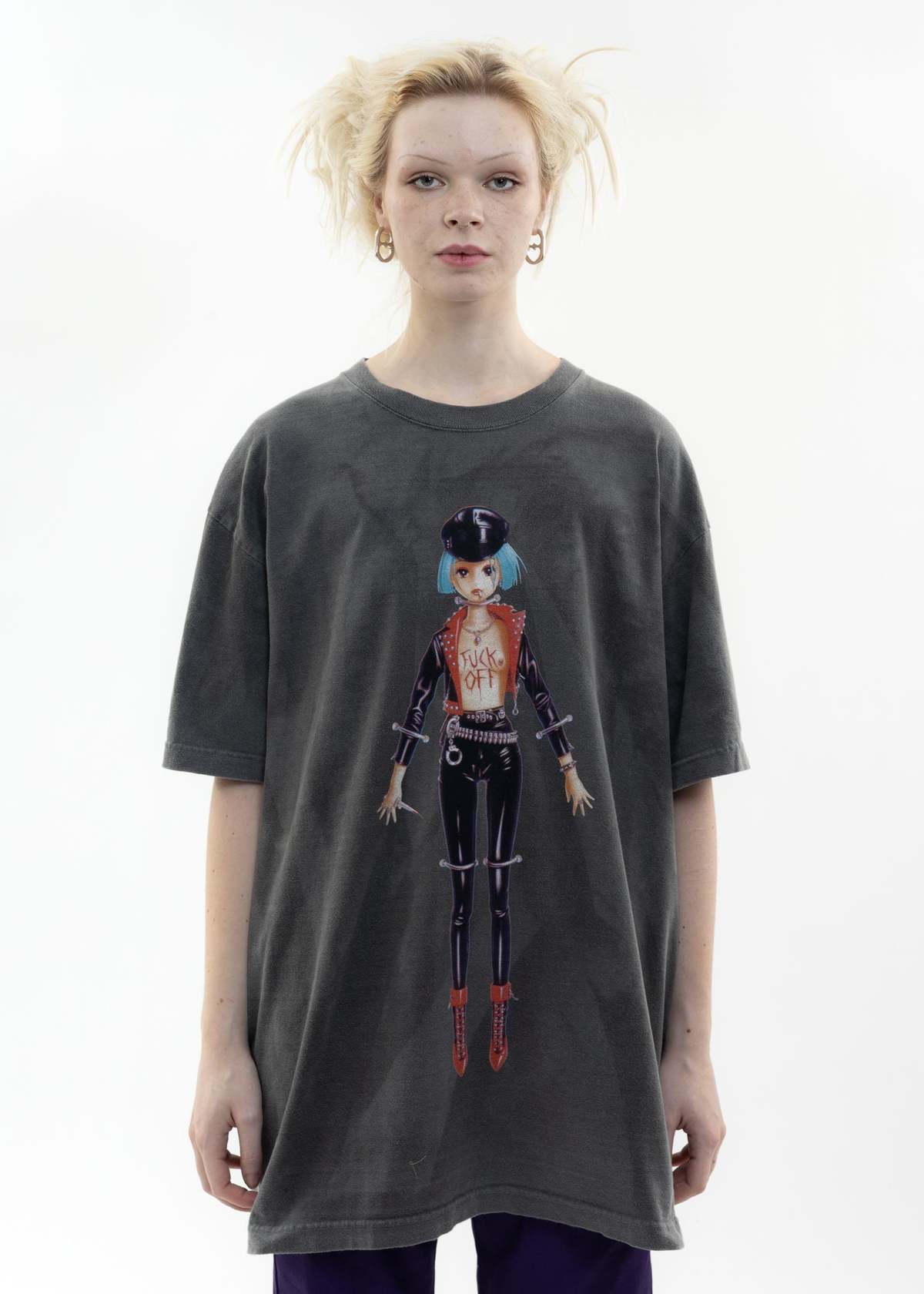 Kidill Fuck Off Artwork By Trevor Brown Hand Dyed T-shirt - Black 
