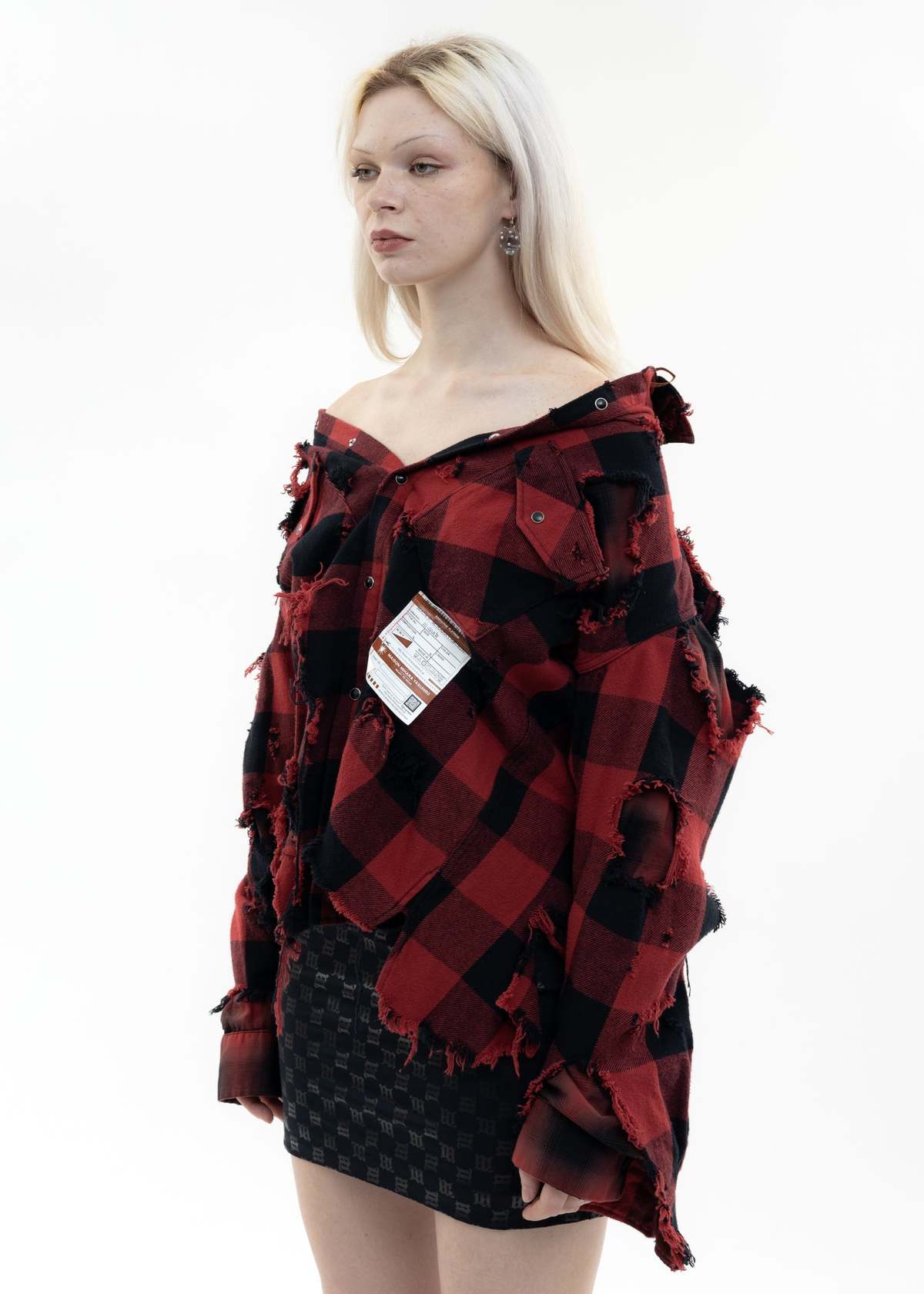 Shoulder Tee Red And Black Plaid Off The Shoulder Top Plus Long