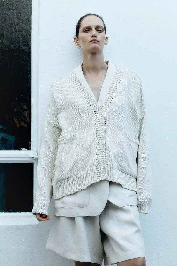 Cordera Cotton Saddle Cardigan - Natural | Garmentory 