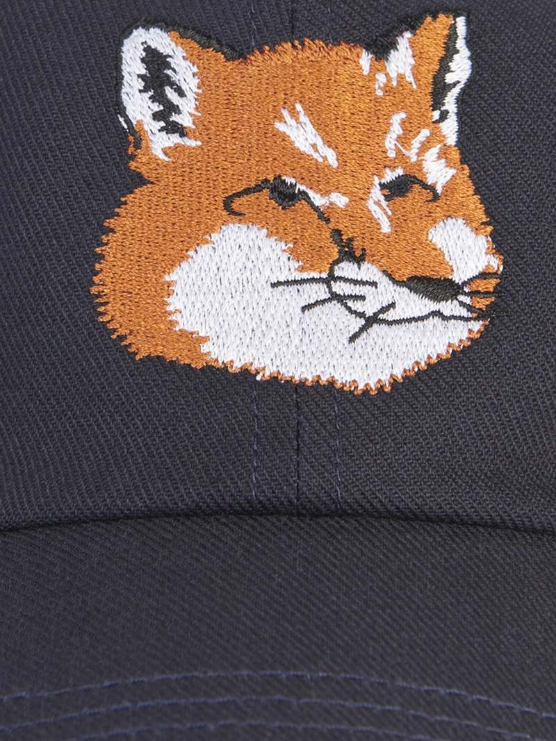 LARGE FOX HEAD EMBROIDERY 6P CAP_NAVY Garmentory