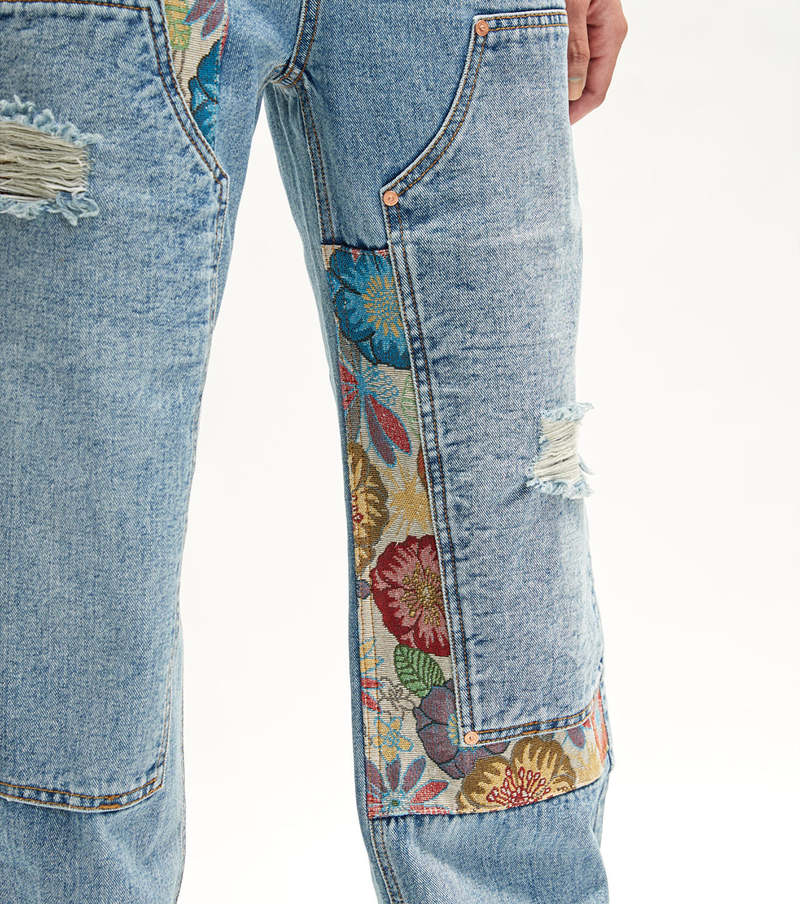 22SS☆ANDERSSON BELL☆FLORIA JACQUARD PATCH CARPENTER JEAN.S Floria Jacquard Patch Carpenter Jeans - Dusty Blue | Garmentory