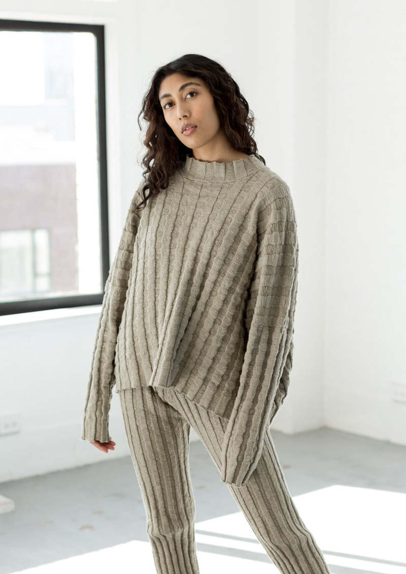 L'Appartement ☆ MANOOGIAN RIB KNIT Lauren Manoogian Rib Boucle Pullover in Oyster | Santa Fe Dry
