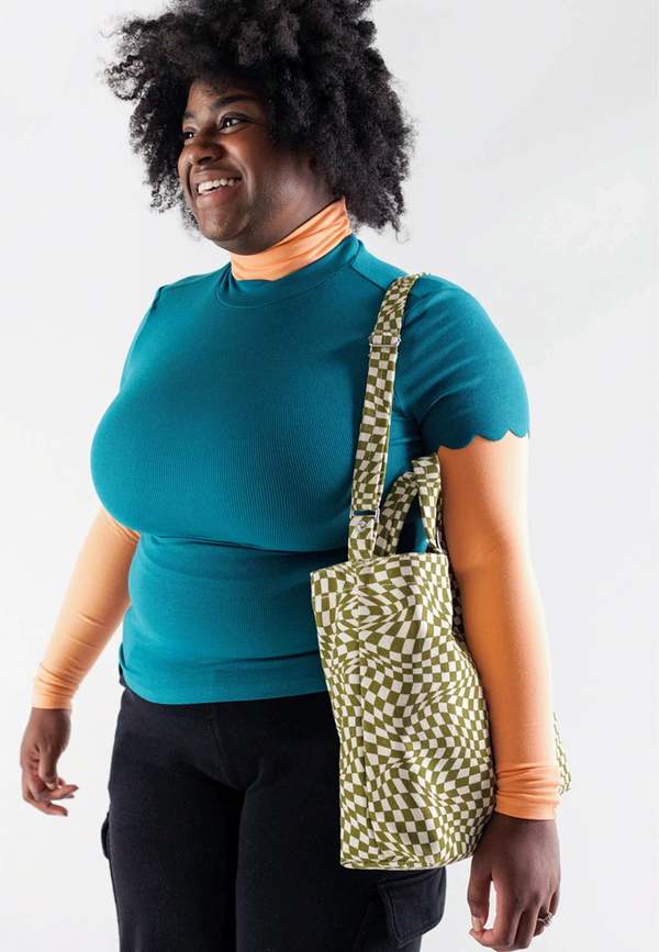 BAGGU Horizontal Duck Bag Moss Trippy Checker Garmentory