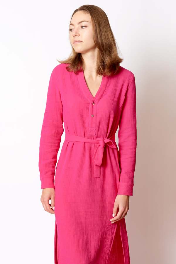 Bird & Knoll Frieda Shirt Dress - Pink | Garmentory