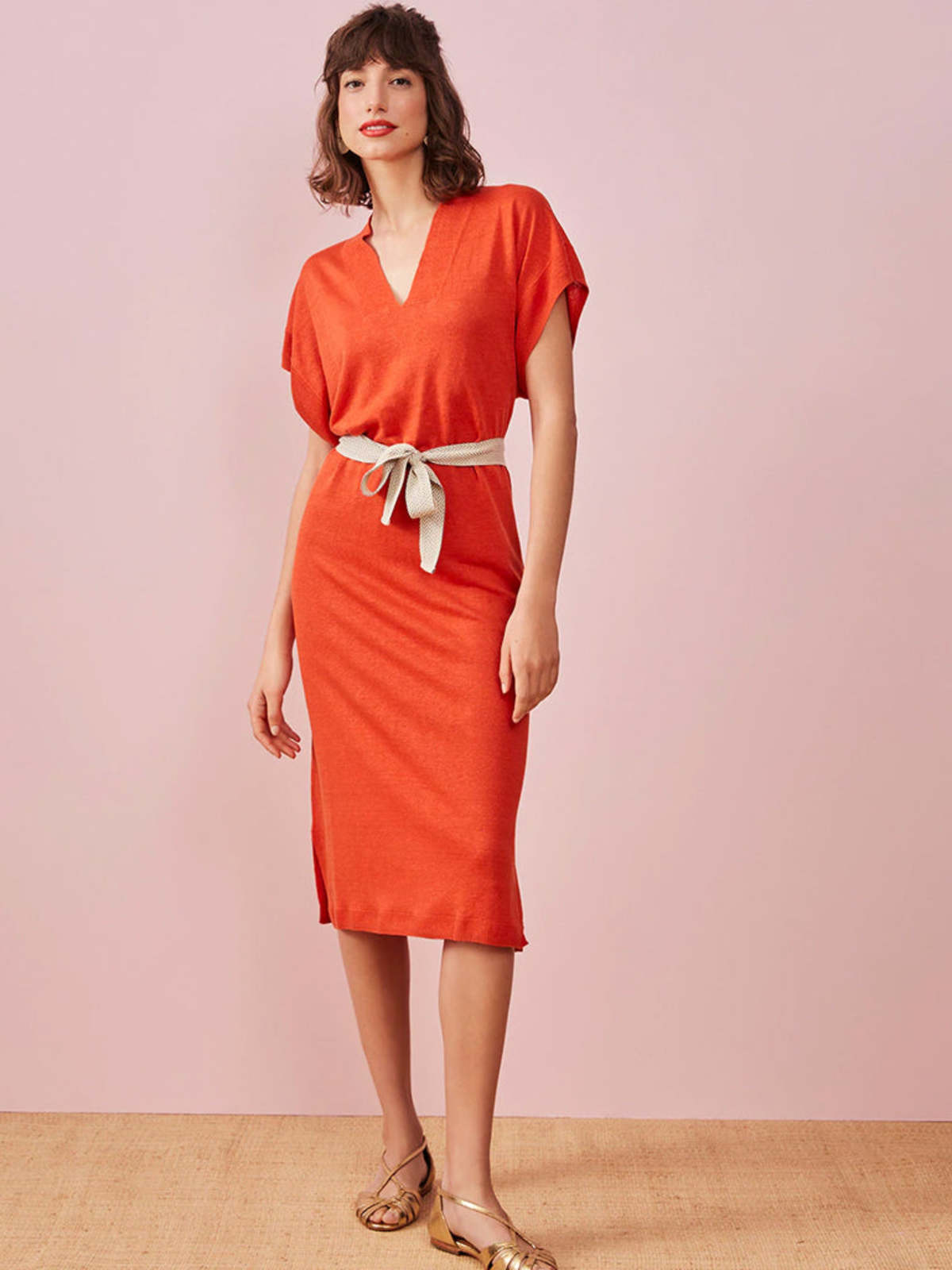 Des Petits Hauts Bastia Dress - Tangerine - Image 1 of 5