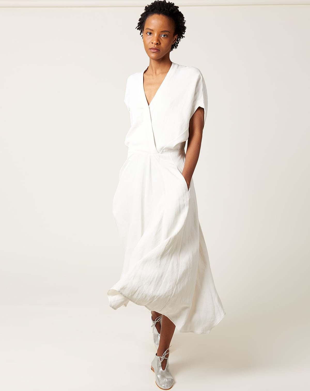 Aki Wave Dress in White Vintage Toile | Garmentory Aki Wave Dress in White Vintage Toile | Garmentory