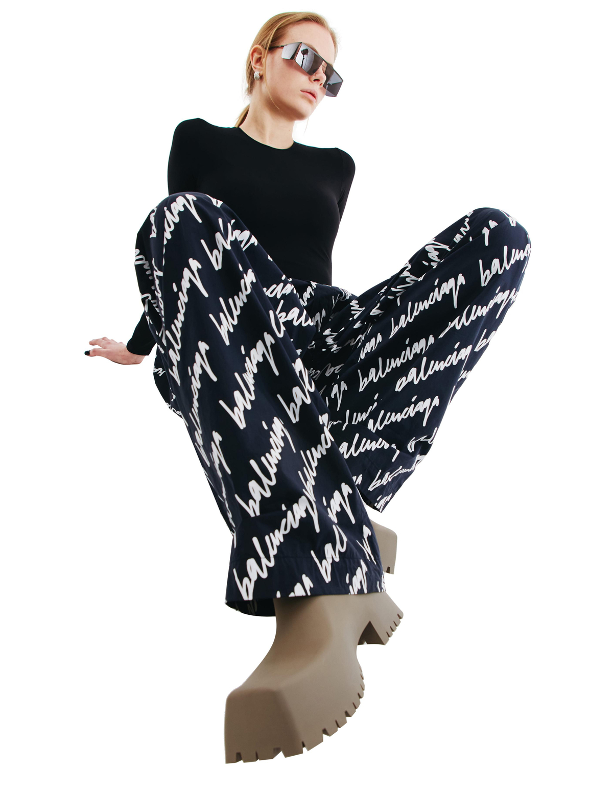 Balenciaga Sweatpants - Navy Scribble - Image 4 of 4