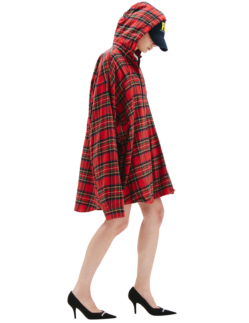 Balenciaga Hooded Flannel Check Shirt | Garmentory