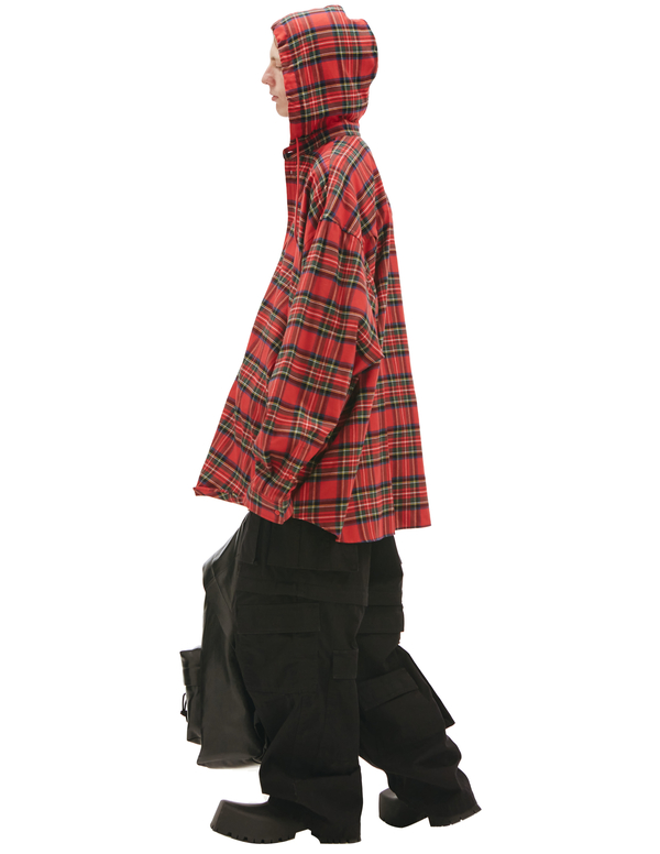 Balenciaga Hooded Flannel Check Shirt | Garmentory