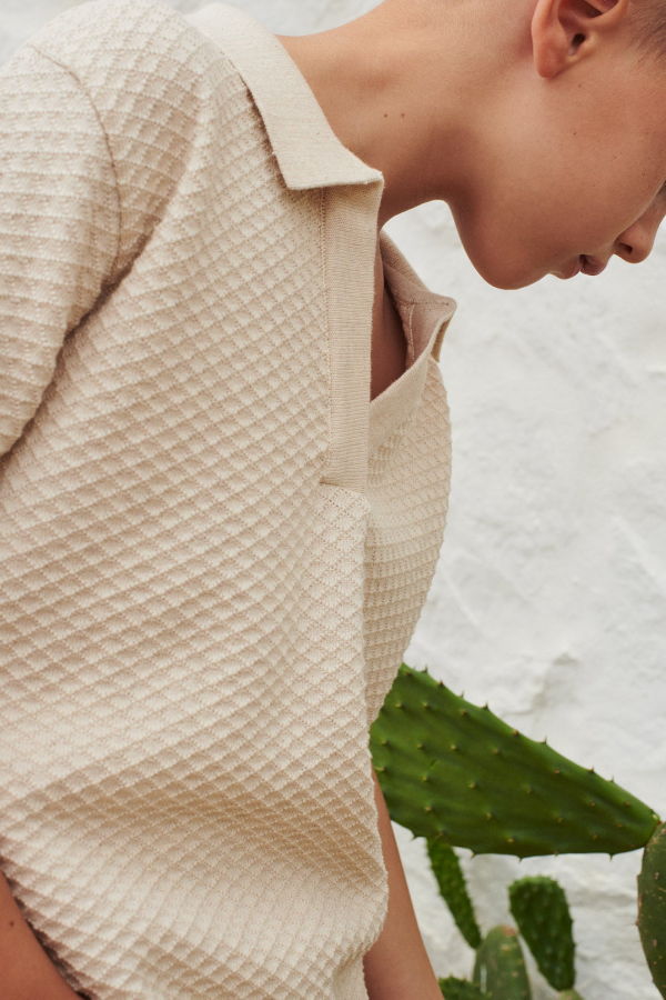 Kids Liilu Knit Polo - Beige Melange
