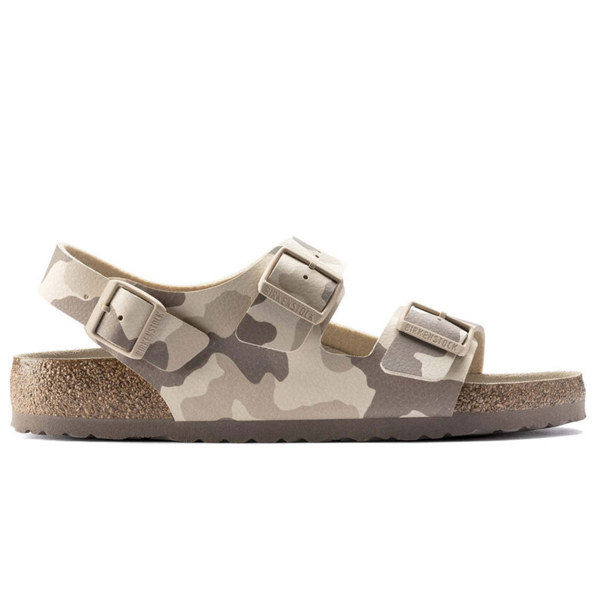 Birkenstock Milano Soft Footbed Birko-Flor sandals DESERT SOIL CAMO GRAY  TAUPE