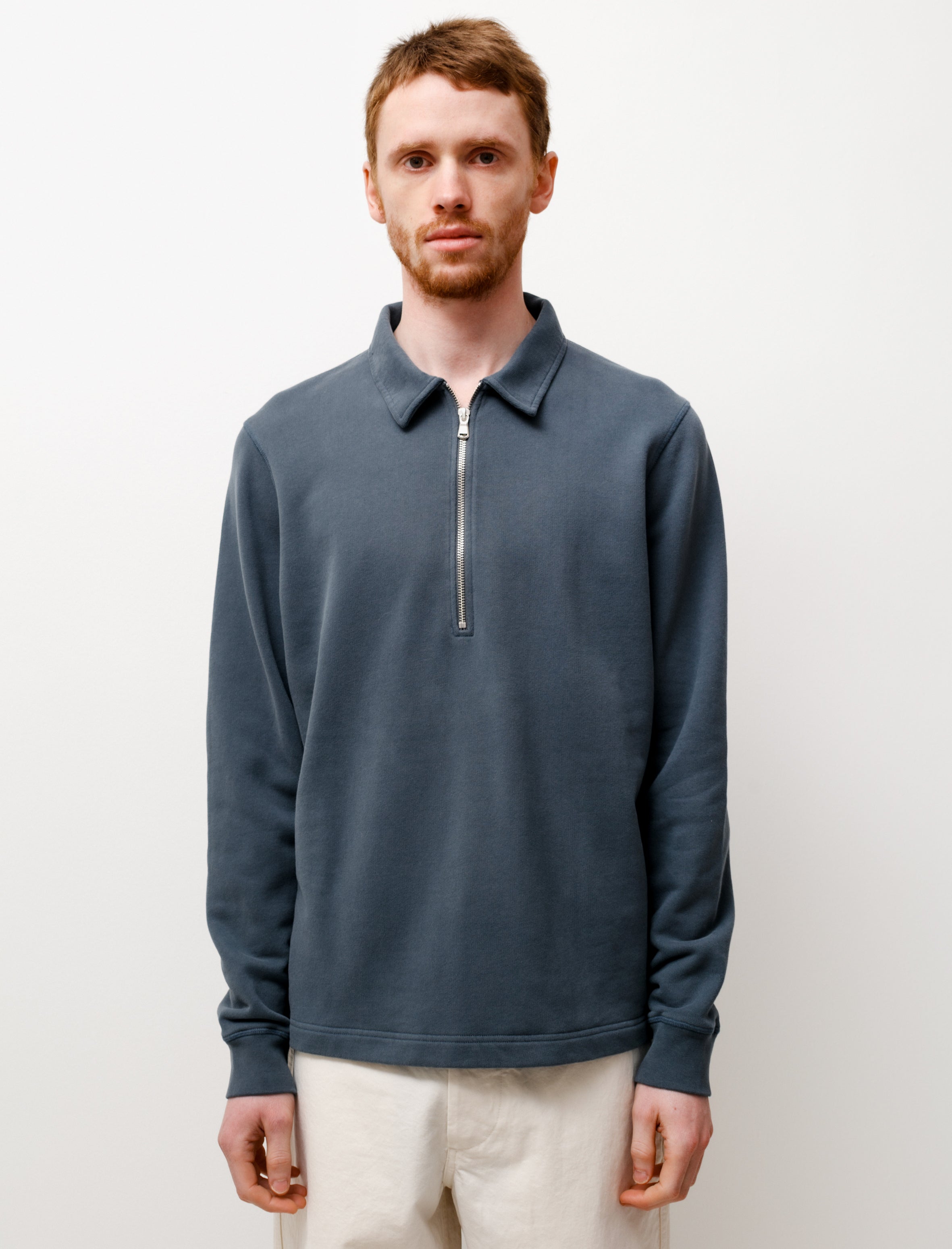 Sunspel Zip Polo Sweatshirt - Dark Petrol | Garmentory