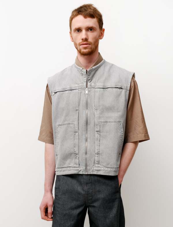 トップス 90s CHRISTOPHE LEMAIRE Tech Nylon Vest Lemaire Zipped Vest - Denim Pale Grey | Garmentory