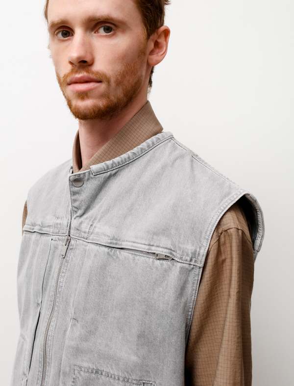 Lemaire Zipped Vest - Denim Pale Grey 
