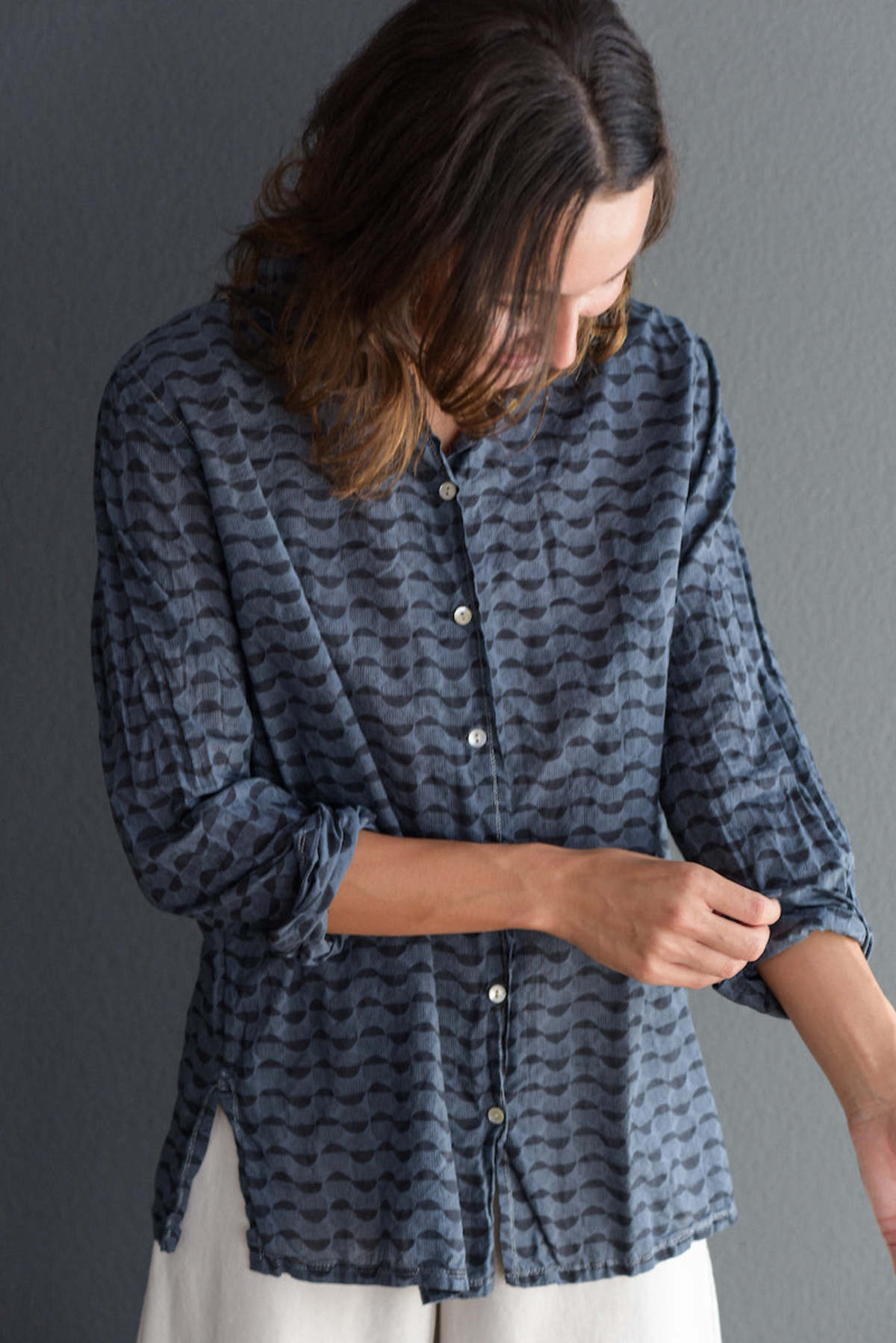 Auntie Oti Button Down - Block Print - Image 1 of 6