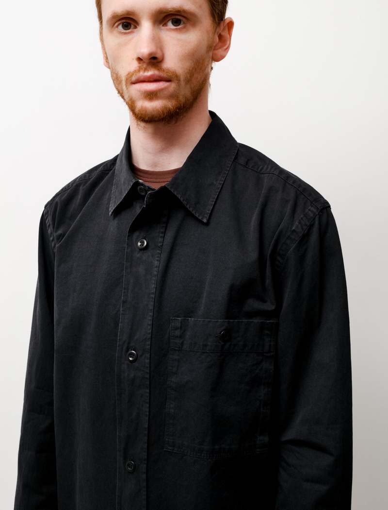MHL. BLACK WARP COTTON DENIM スモック長袖シャツ MHL エムエイチエル MARGARET HOWELL BLACK WARP COTTON DENIM