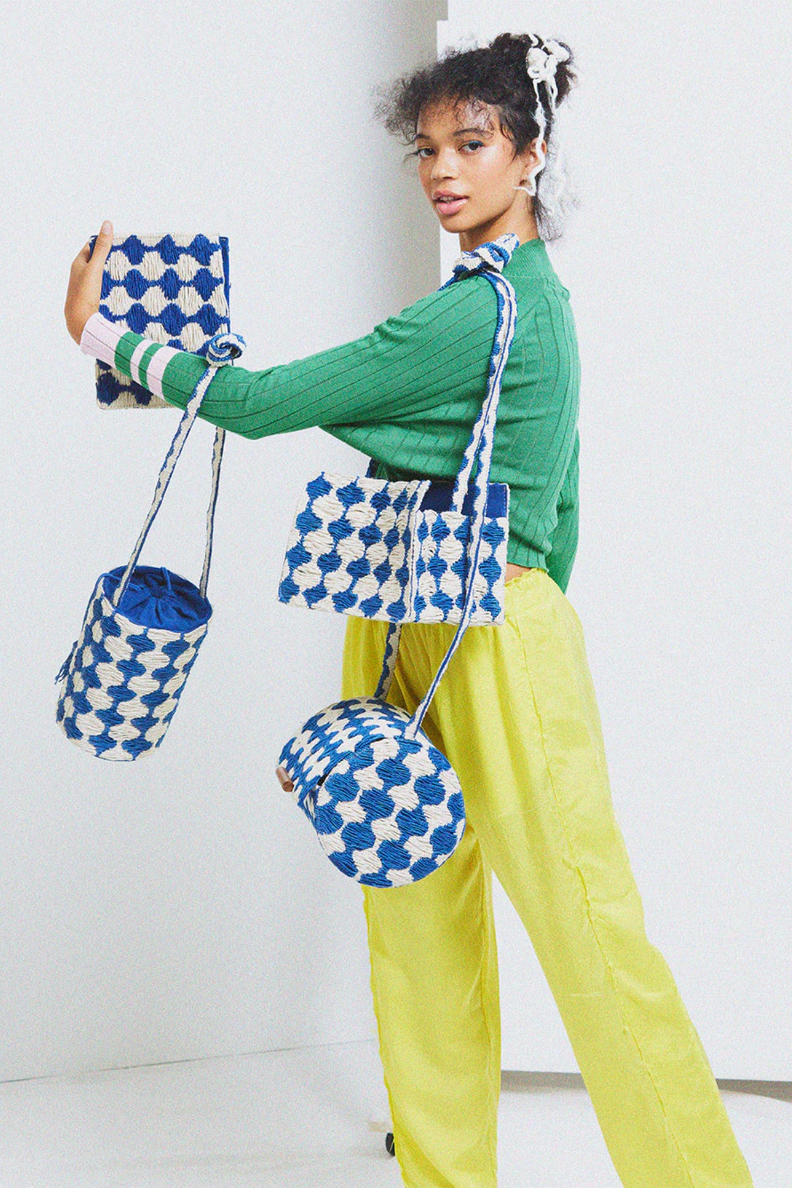 Delphine Top in Green Trellis