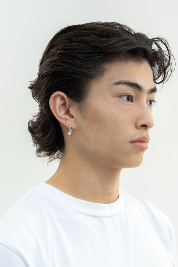 MARSEVEN Single Pill Earring - Silver/Pearl 