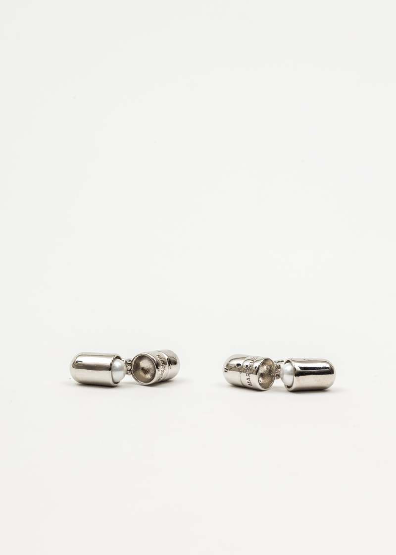 MARSEVEN Single Pill Earring - Silver/Pearl 