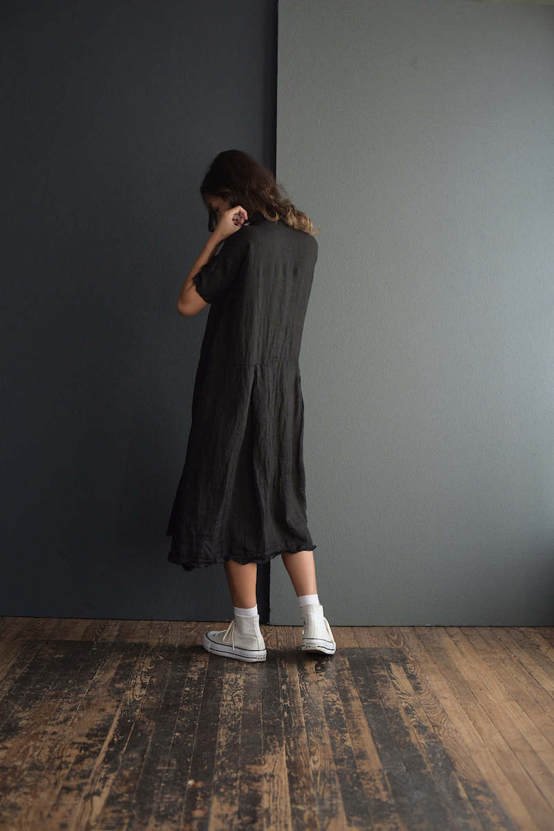 Album di Famiglia Light Linen Dress - Black | Garmentory