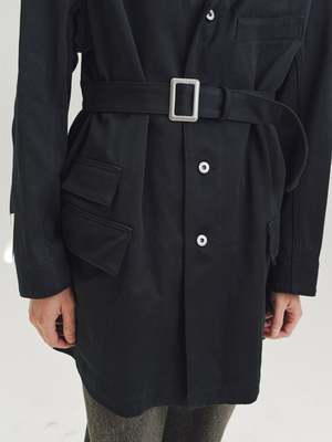Taiga Takahashi Cotton Lot. 401 Belted Engineer Coat - Black