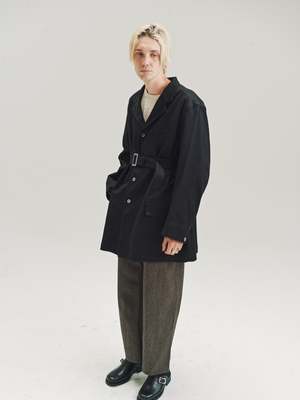Taiga Takahashi Cotton Lot. 401 Belted Engineer Coat - Black