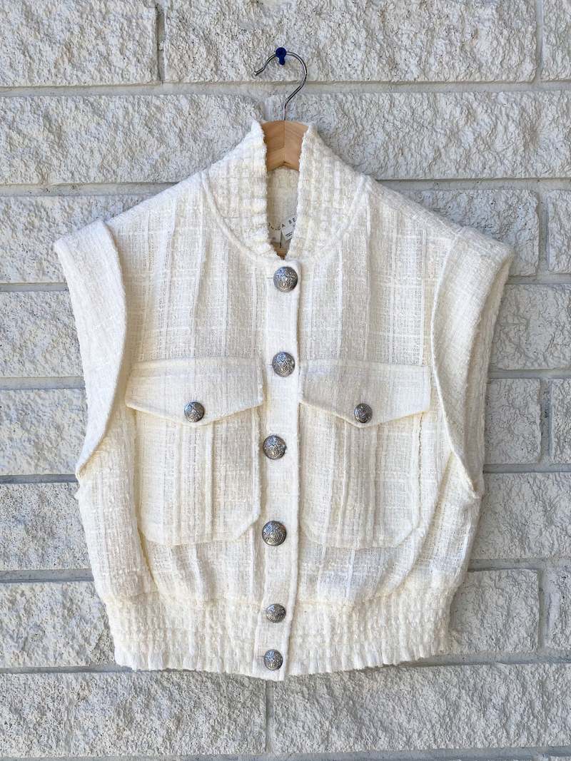 Veronica Beard Anastasia Tweed Vest - Off White | Garmentory