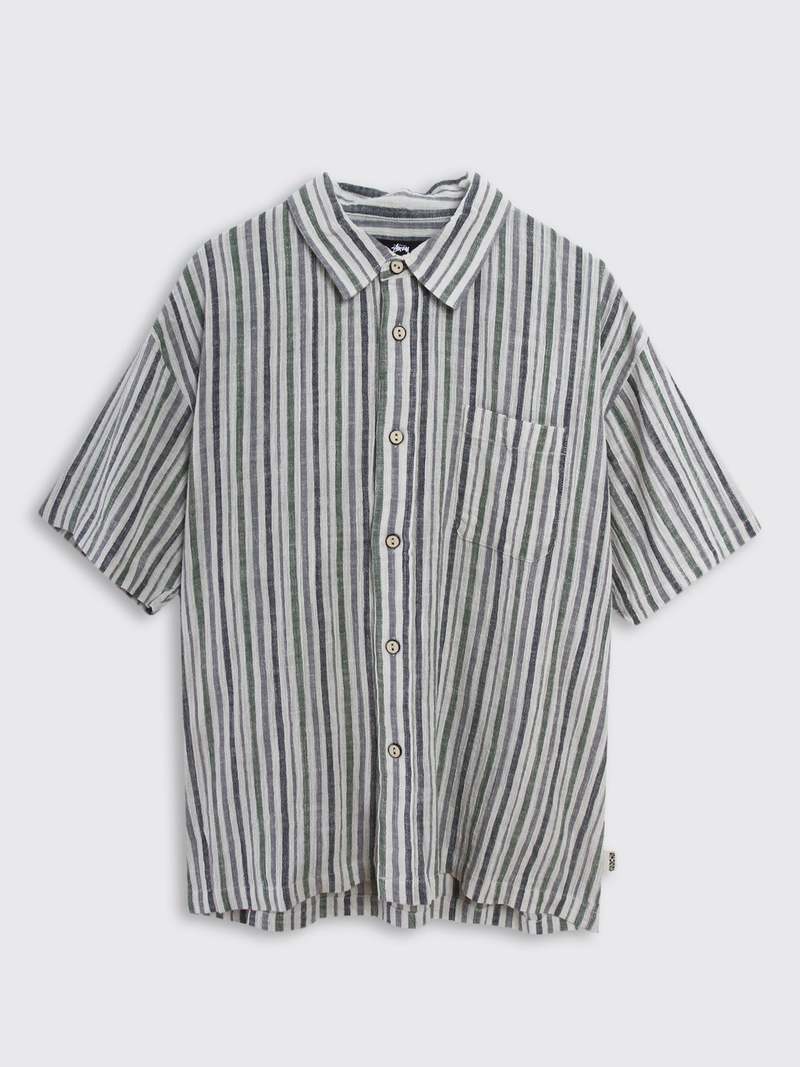 トップス STUSSY WRINKLY COTTON GAUZE SHIRT Stussy Wrinkly Cotton Gauze Shirt - Stripe | Garmentory