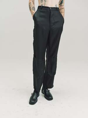 Edward Cuming Cupro Knee Sag Trousers - Black | Garmentory