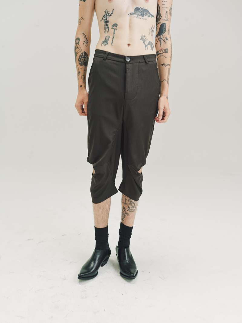 Edward Cuming Wool Cyclone Draped 3/4 Trousers - Brown