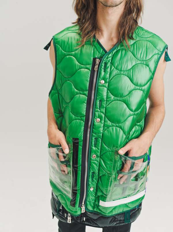 TAKAHIROMIYASHITA The Soloist. Nylon Oversized Quilting Liner Vest - Green