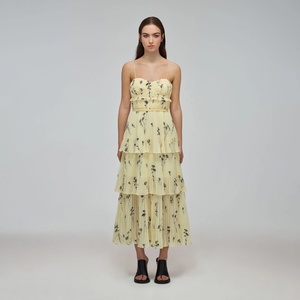 self portrait chiffon lace tiered midi dress Self-Portrait Tiered Lace Midi Dress in Purple