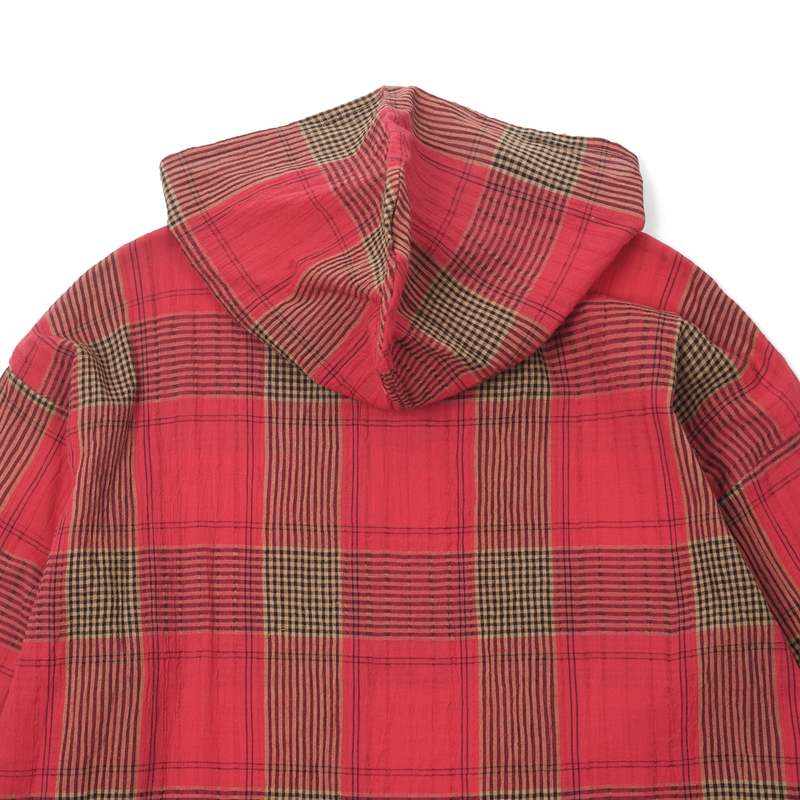 South2 West8 Crepe Plaid Mexican Parka - Red/Beige/Black | Garmentory