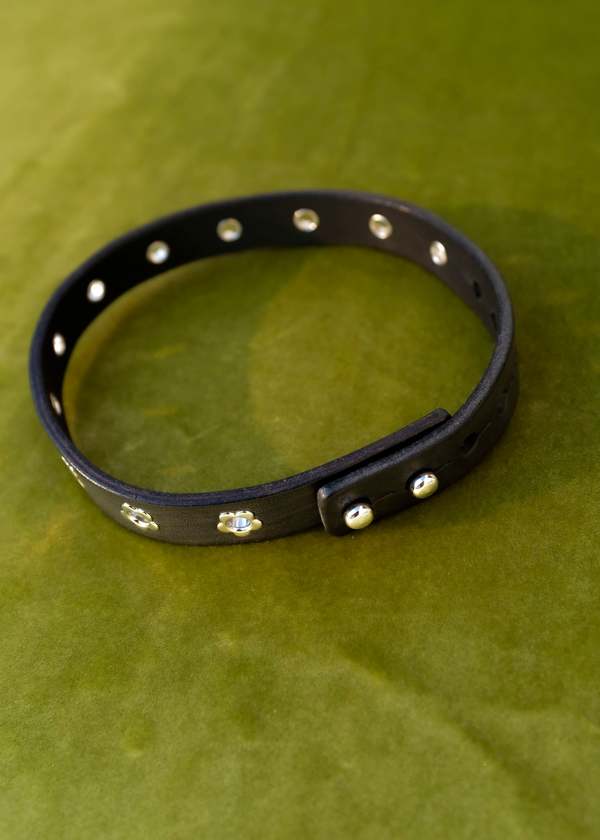 Our Legacy Leather Flower Choker - Black | Garmentory