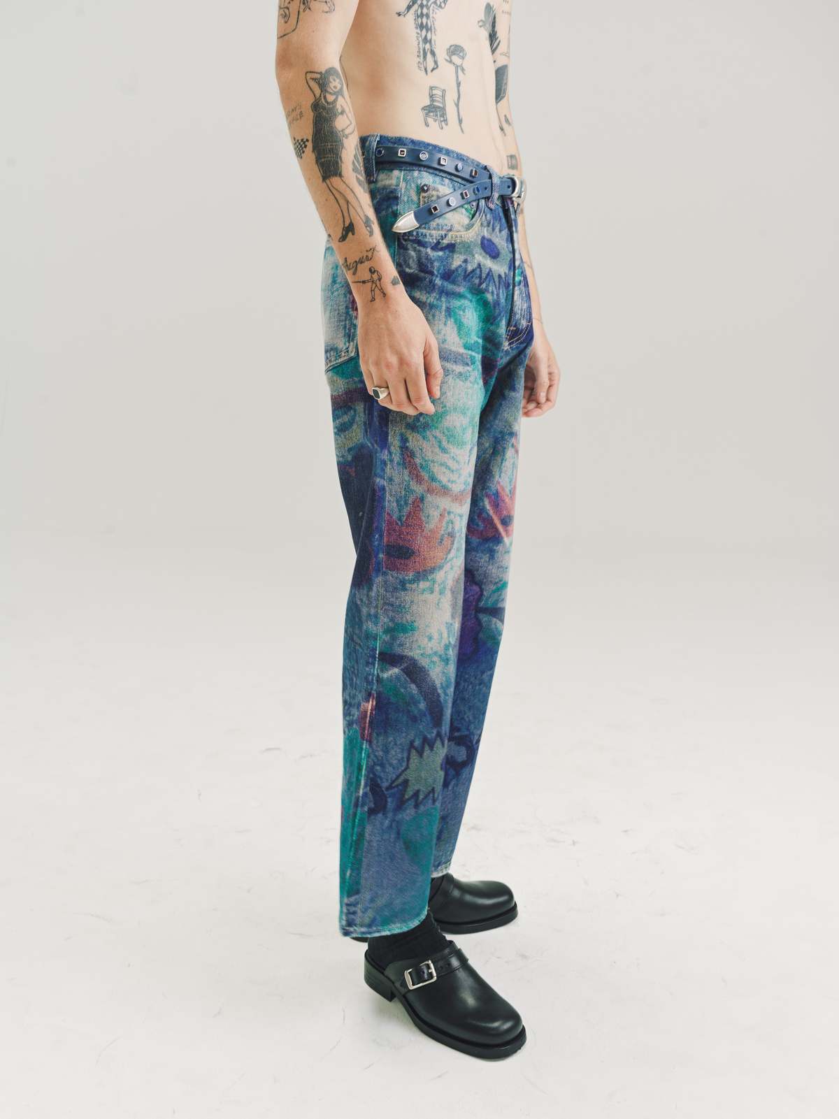 OUR LEGACY♦Nocturnal Flower Printed Denim トートバッグ Our Legacy DRIP BAG - NOCTURNAL FLOWER PRINTED DENIM