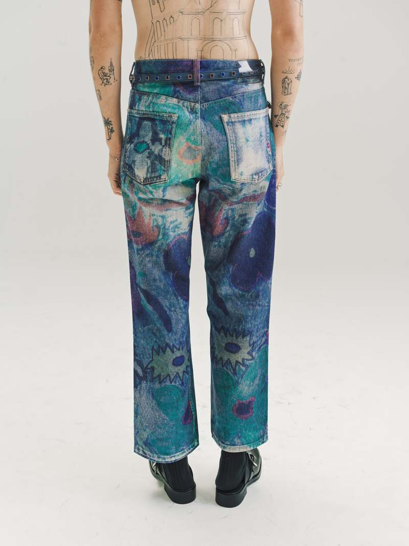 Our Legacy Third Cut Pants - Digital Print Chalk Flower Denim