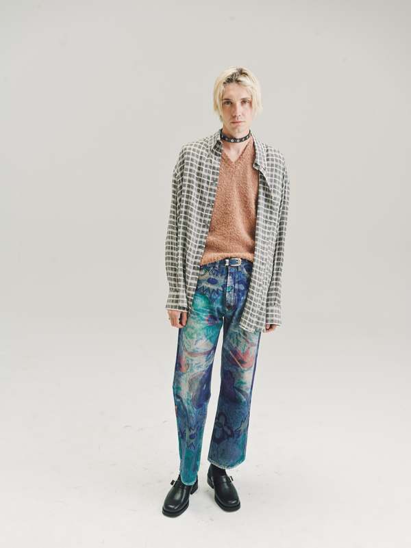 Our Legacy Third Cut Pants - Digital Print Chalk Flower Denim
